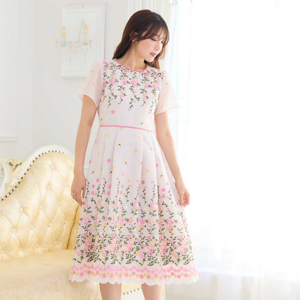 オーガンジー吹上刺繍ワンピース7