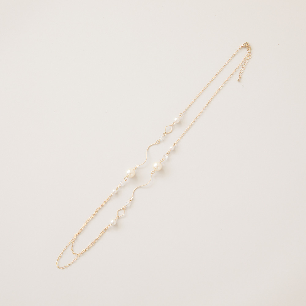 パール調ビーズウエーブネックレス