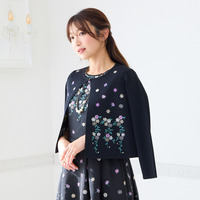 吹上刺繍クロップド丈ニットカーディガン