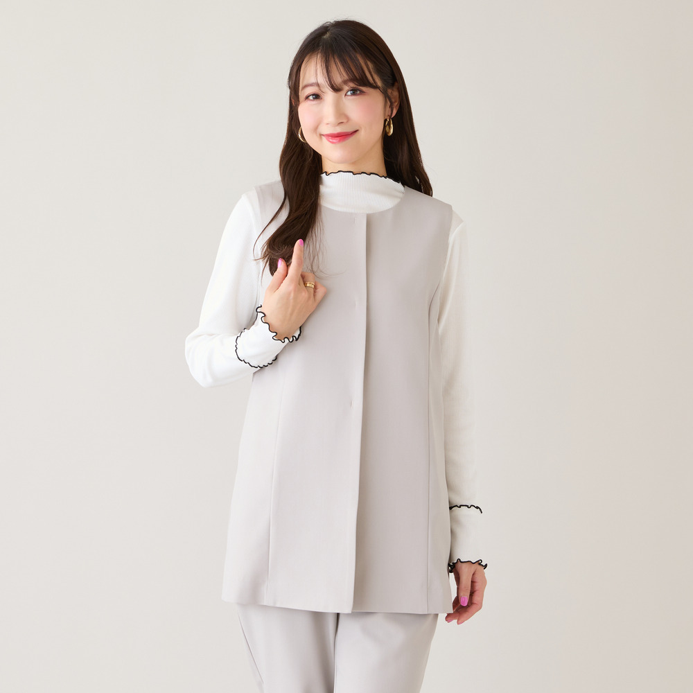 【セットアップ対応】【イージーケア】ストレッチツイルジレ1