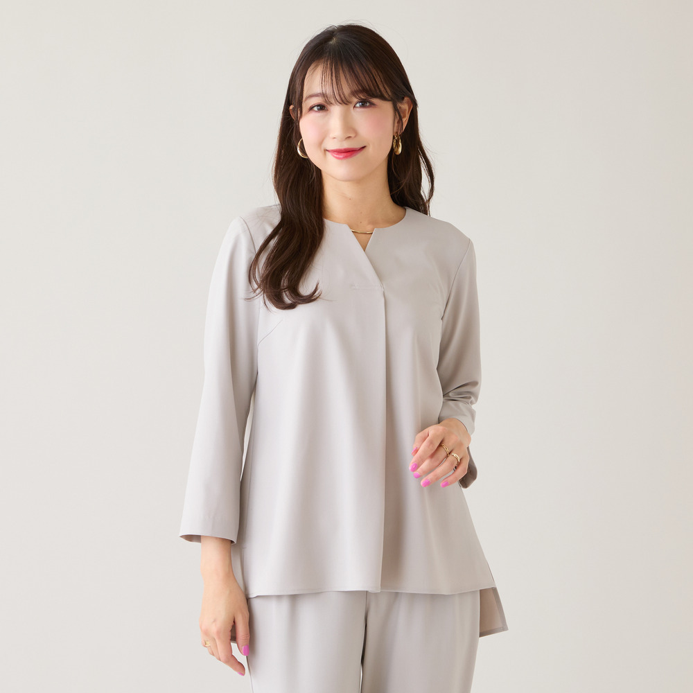 【セットアップ対応】【イージーケア】ストレッチツイルブラウス