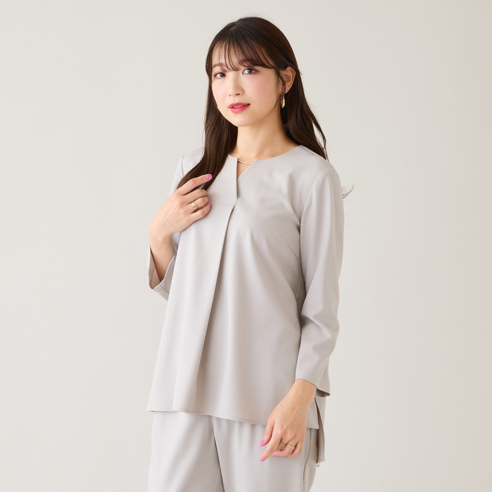 【セットアップ対応】【イージーケア】ストレッチツイルブラウス2