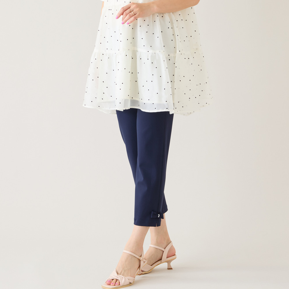 【定番人気】【伸縮性◎】裾サイドリボンレギンスパンツ1