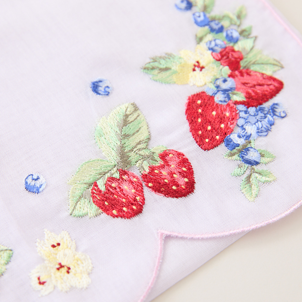 フルーツ柄スカラップ刺繍ストール10