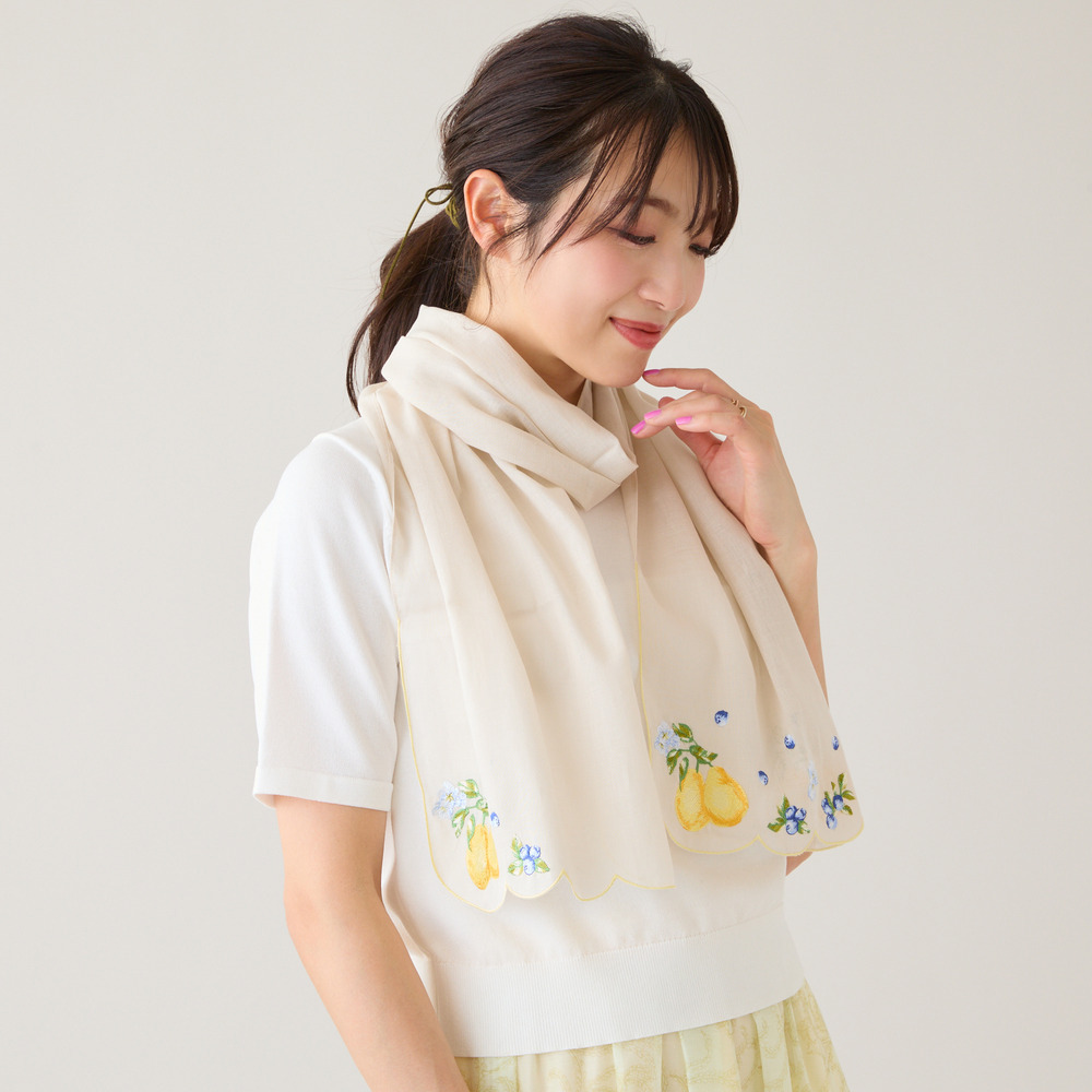 フルーツ柄スカラップ刺繍ストール6