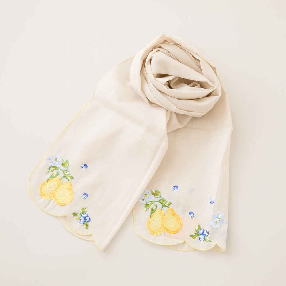 フルーツ柄スカラップ刺繍ストール1