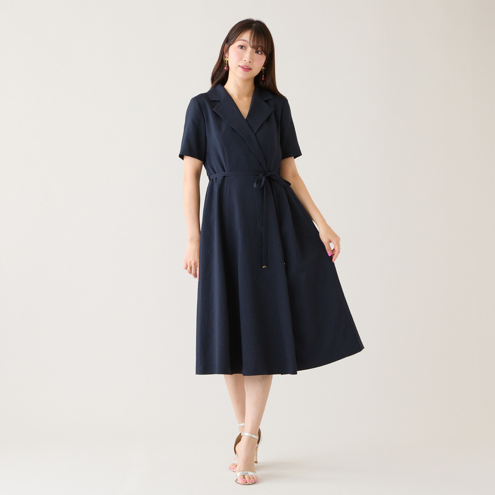 【速乾性/吸汗性】ラップ風シャツワンピース