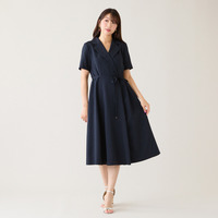 【速乾性/吸汗性】ラップ風シャツワンピース