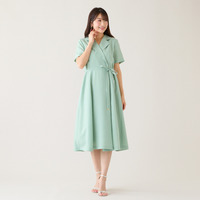 【速乾性/吸汗性】ラップ風シャツワンピース