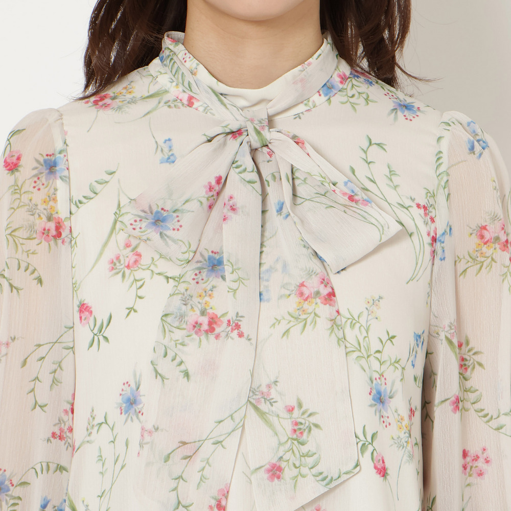 ボタニカルプリントリボンタイチュニック10