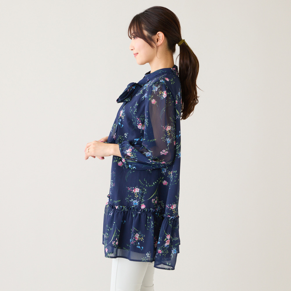 ボタニカルプリントリボンタイチュニック4