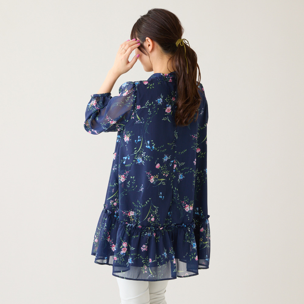 ボタニカルプリントリボンタイチュニック5