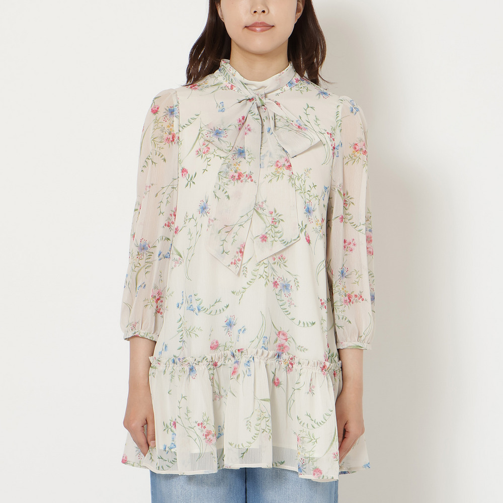 ボタニカルプリントリボンタイチュニック6
