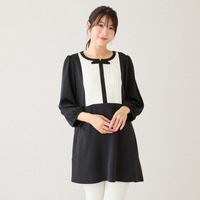 【接触冷感/UVカット/防シワ】クラシカルリボンタックブラウス