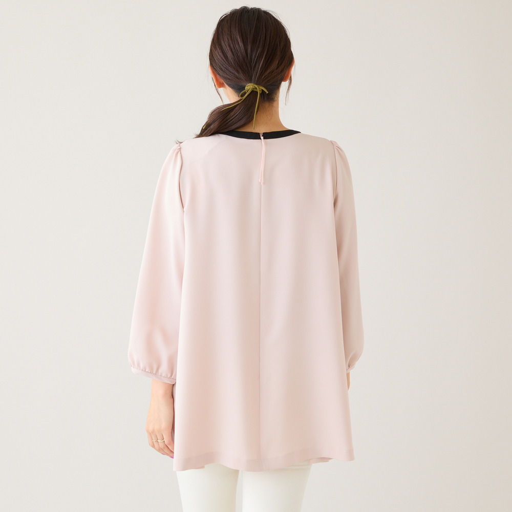 【接触冷感/UVカット/防シワ】クラシカルリボンタックブラウス7