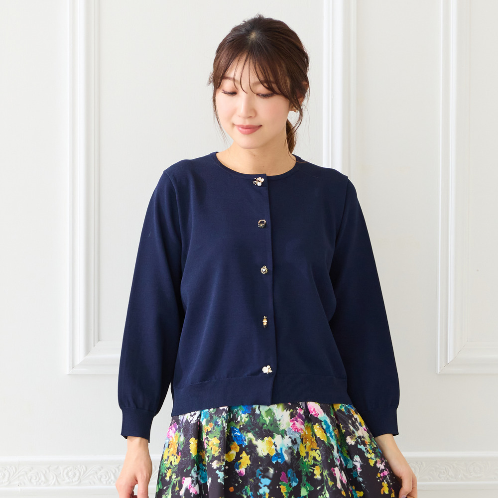 ファッションアイコンボタンニットカーディガン