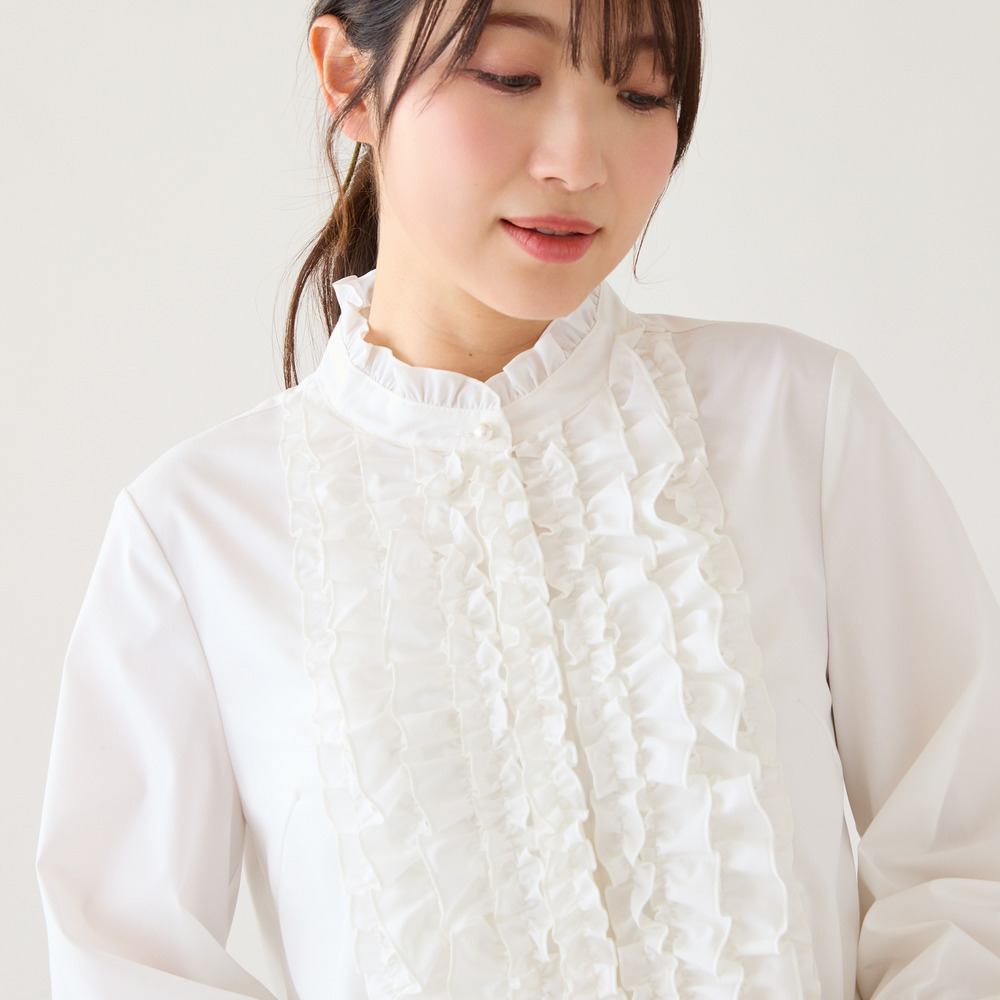 【接触冷感/UVカット】フリルブラウス1