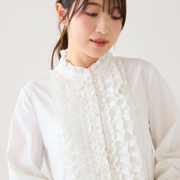 【接触冷感/UVカット】フリルブラウス