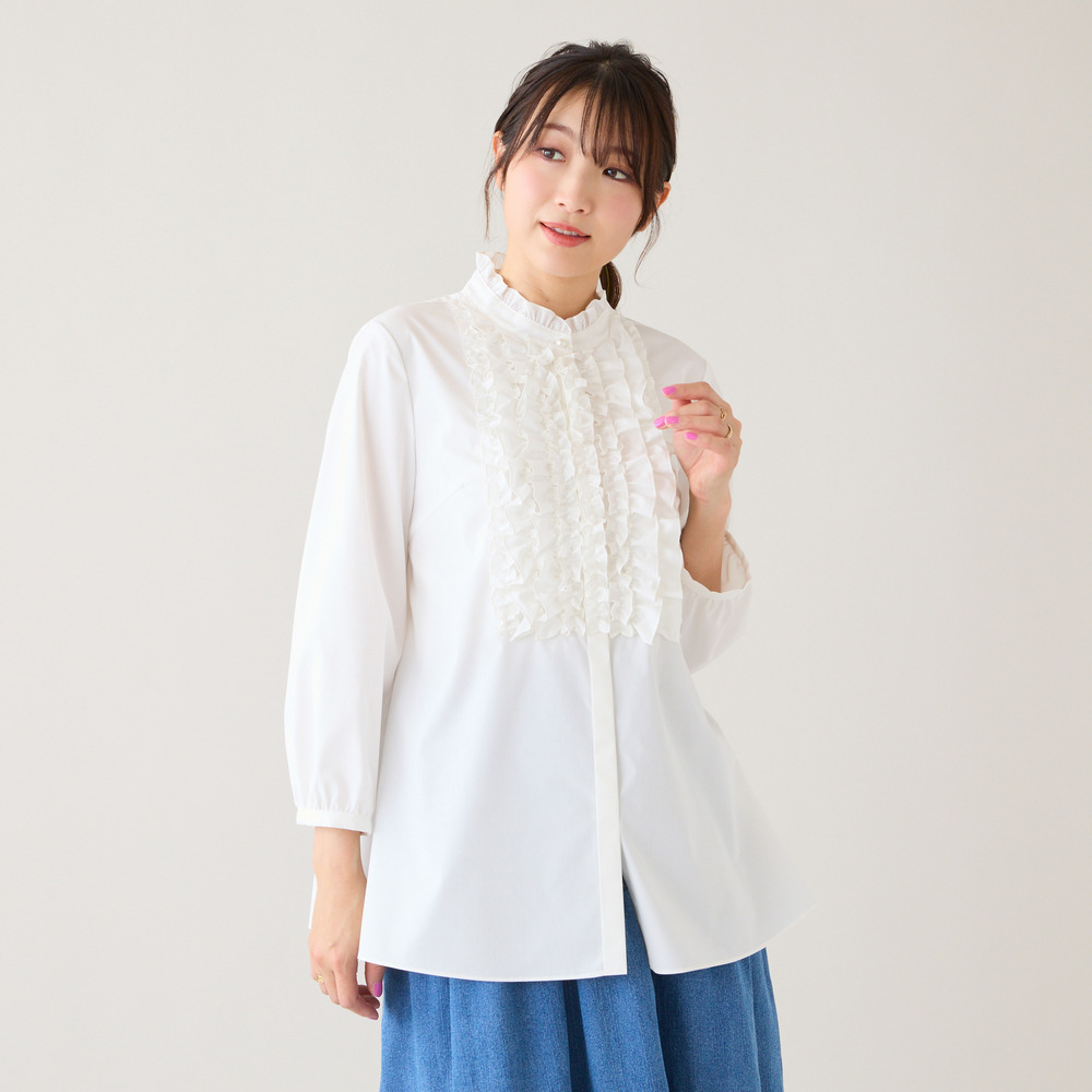 【接触冷感/UVカット】フリルブラウス2