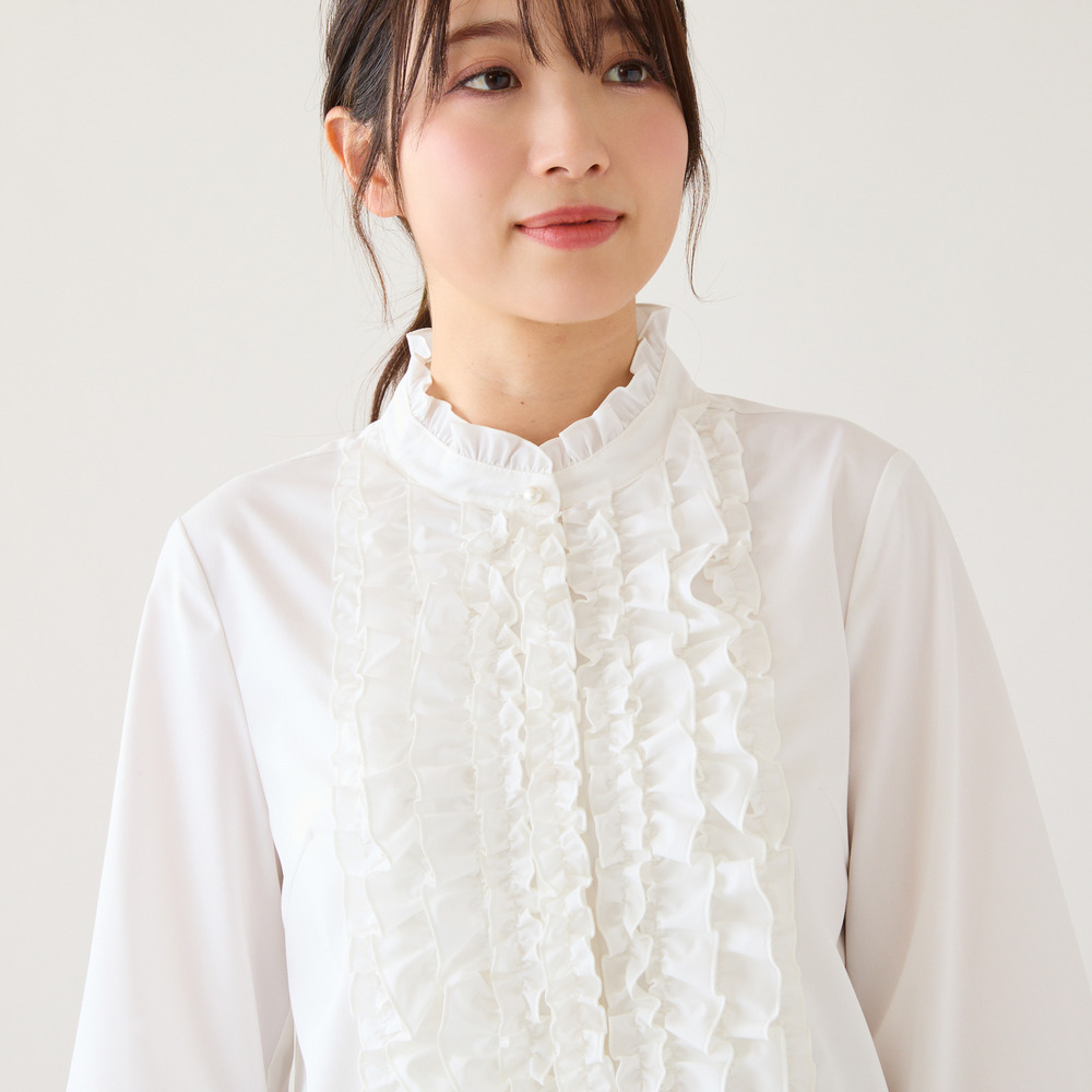 【接触冷感/UVカット】フリルブラウス3