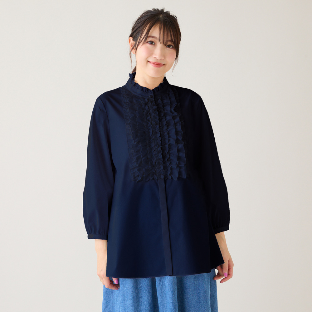 【接触冷感/UVカット】フリルブラウス1