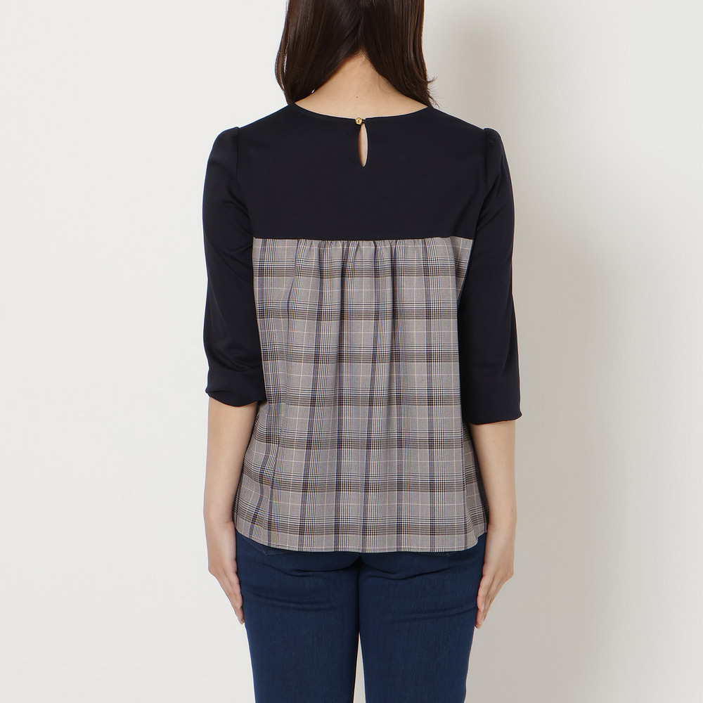 【人気デザイン】レイヤード風カットソー/チェック3