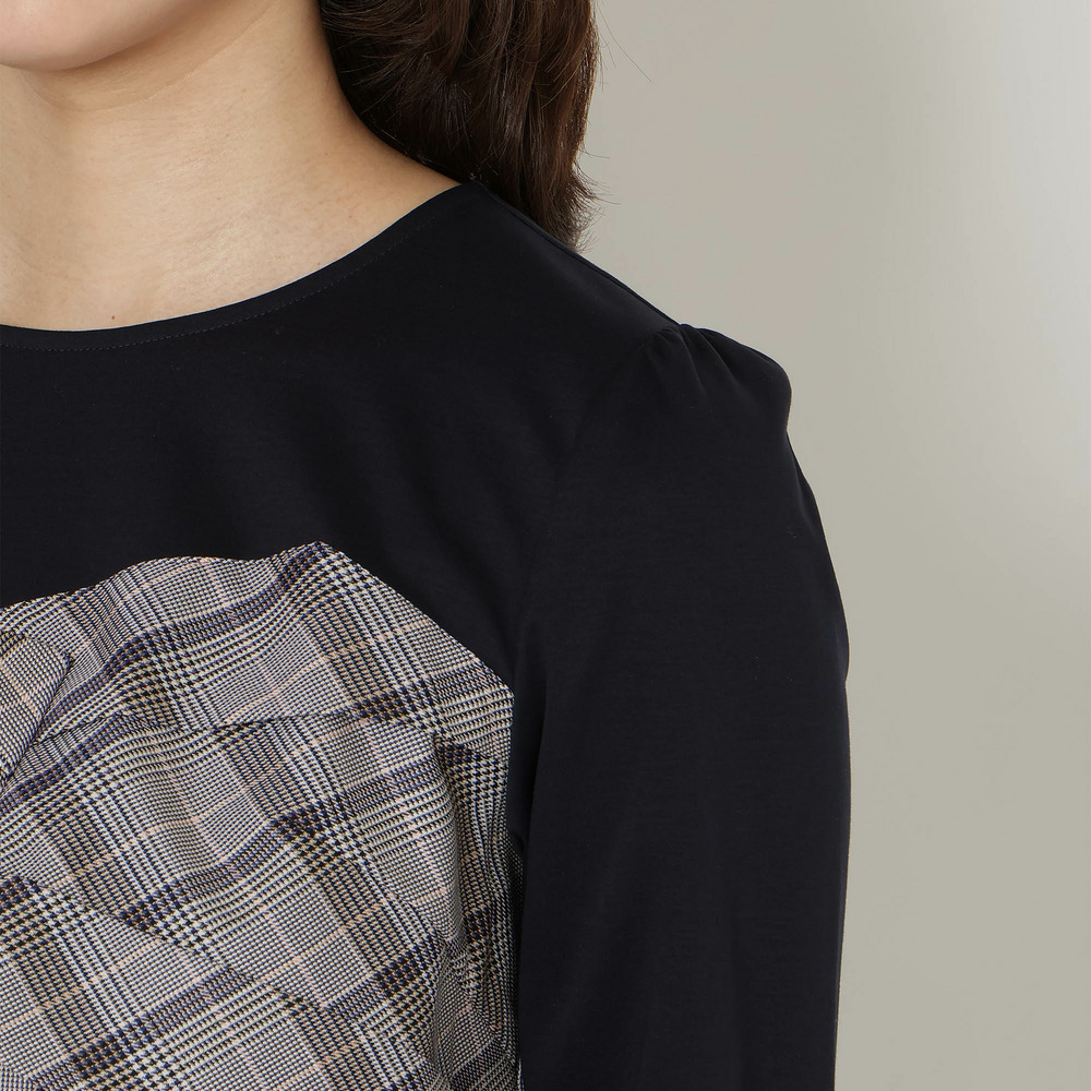 【人気デザイン】レイヤード風カットソー/チェック5