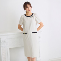 【接触冷感/イージーケア】リネンライクバックリボンワンピース