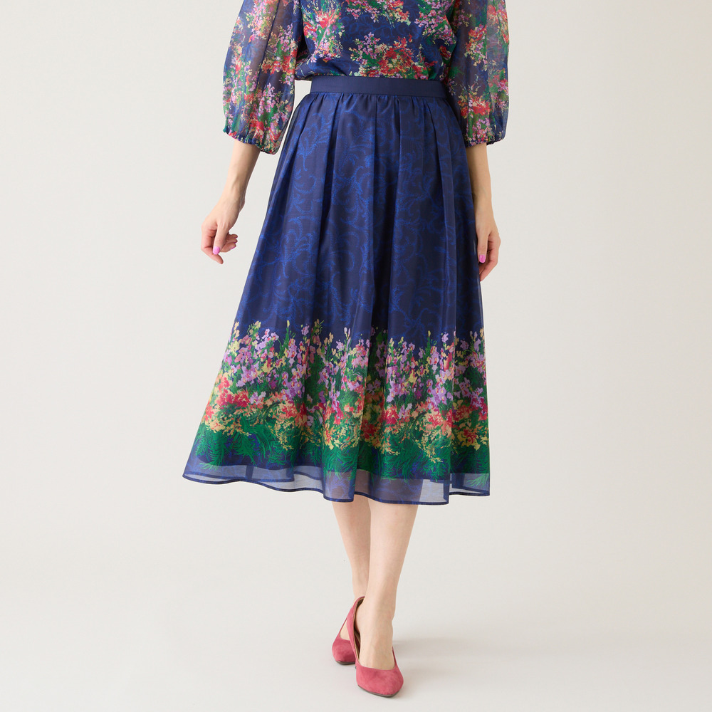 【セットアップ対応】フラワーガーデンオーガンジースカート