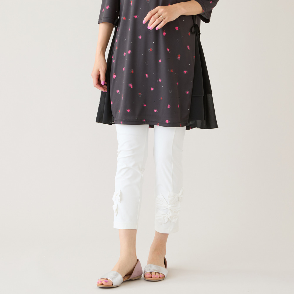 【人気アイテム/新色追加】【伸縮性◎】リボンレギンスパンツ