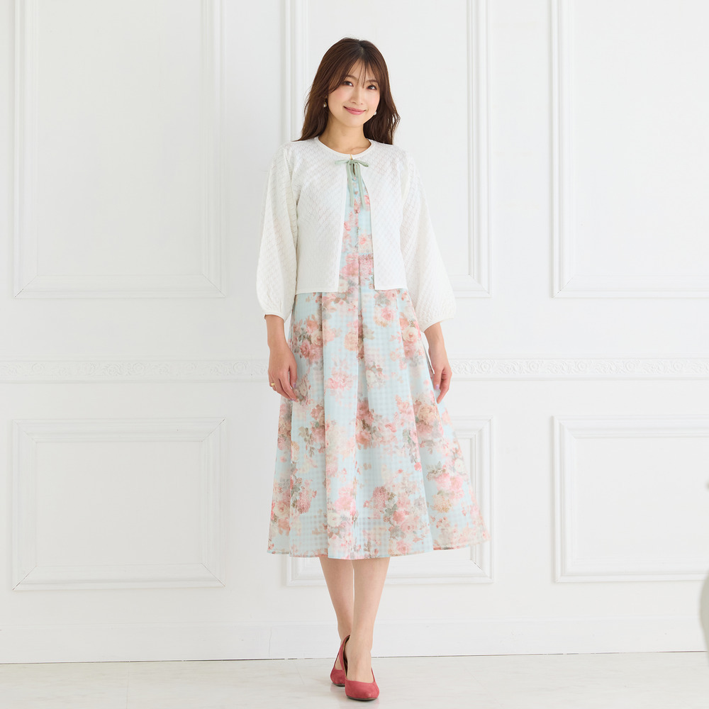 シアーチェックレースアップワンピース