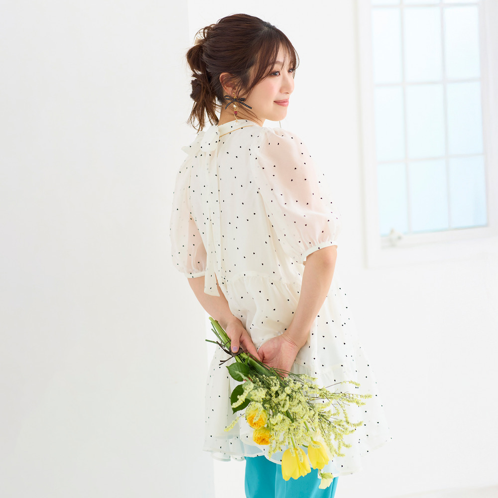 バックリボンハートフロッキーチュニック