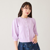 【綿100%】鹿の子編みビジューカーディガン