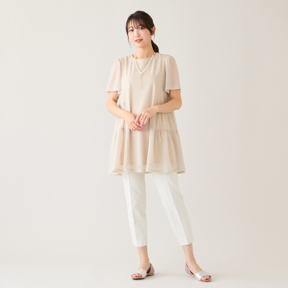 【セットアップ対応】サイドティアード切替シアーチュニック6