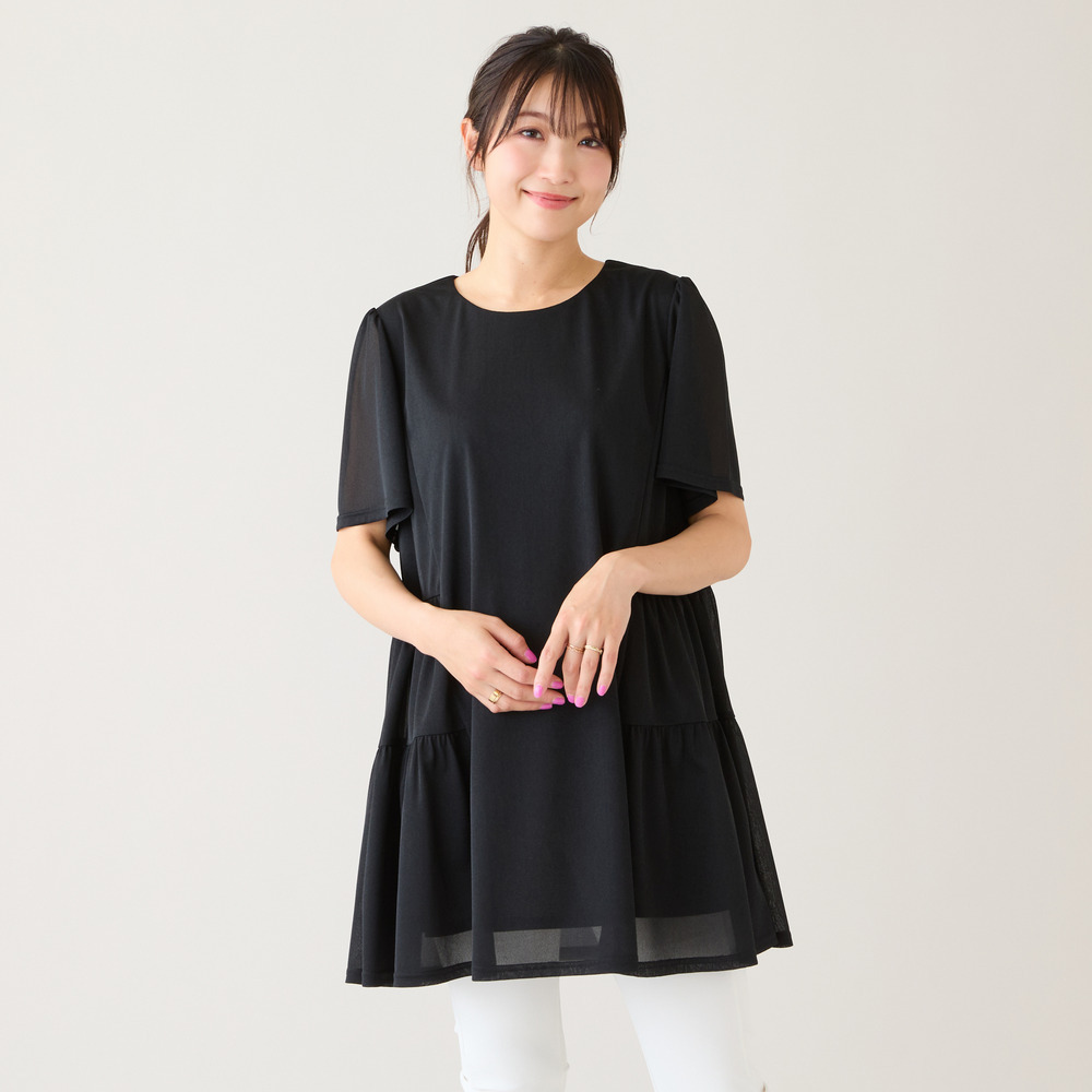 【セットアップ対応】サイドティアード切替シアーチュニック1