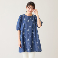 【綿100%】スズラン刺繍バックティアードチュニック