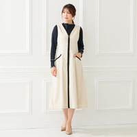 【接触冷感/UVカット/防シワ】リネンライクジャンパースカート