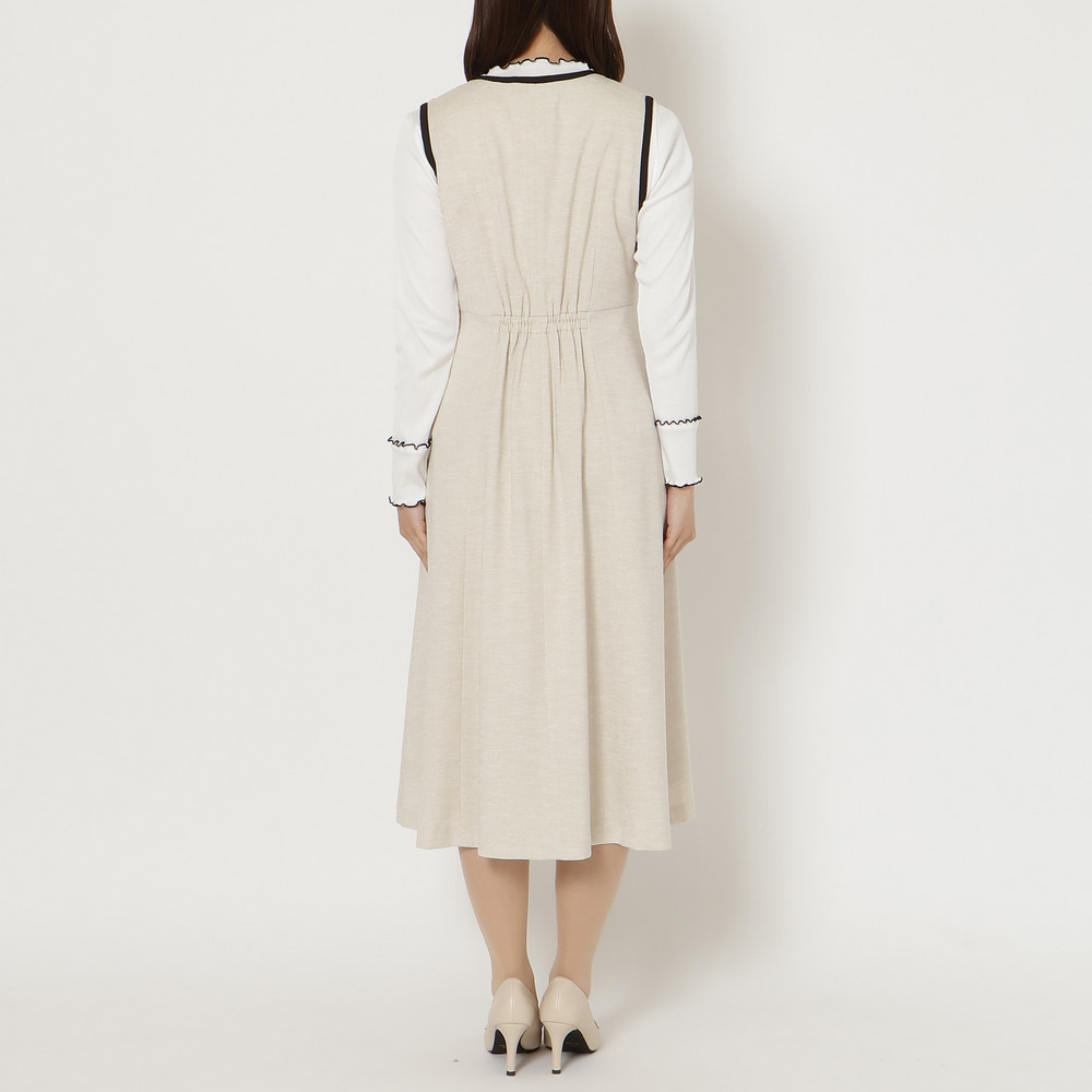 【接触冷感/UVカット/防シワ】リネンライクジャンパースカート11