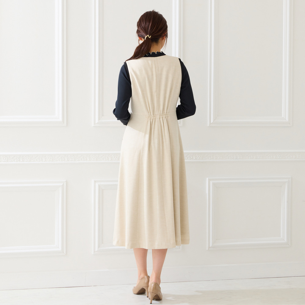 【接触冷感/UVカット/防シワ】リネンライクジャンパースカート4