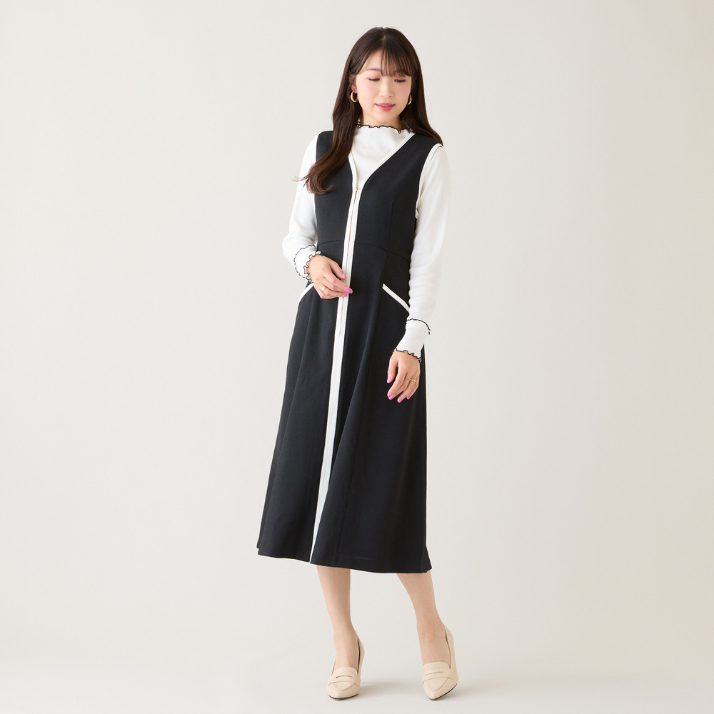 【接触冷感/UVカット/防シワ】リネンライクジャンパースカート8