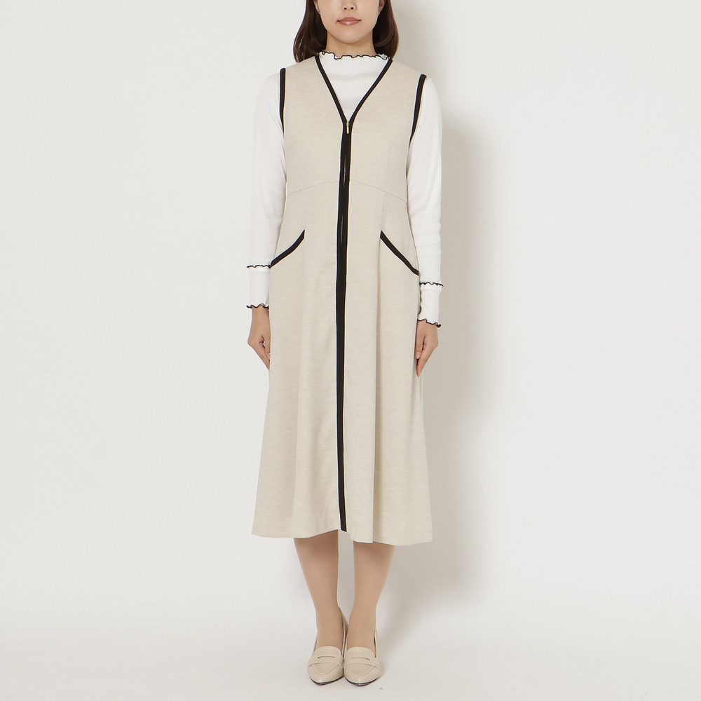 【接触冷感/UVカット/防シワ】リネンライクジャンパースカート9