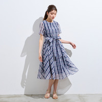 マドラスチェック風プリントワンピース