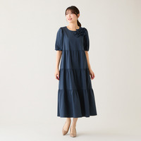 【接触冷感/UVカット/遮熱】ティアードマキシワンピース