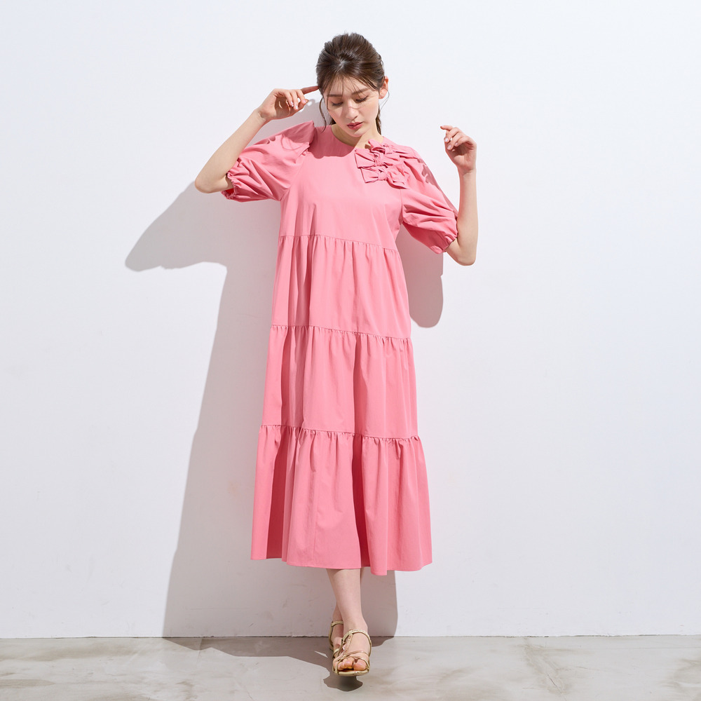 【接触冷感/UVカット/遮熱】ティアードマキシワンピース2