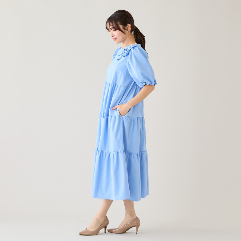 【接触冷感/UVカット/遮熱】ティアードマキシワンピース8