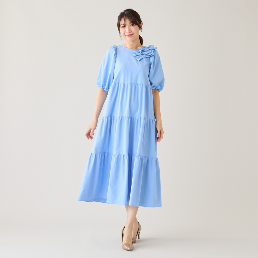 【接触冷感/UVカット/遮熱】ティアードマキシワンピース1