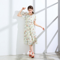 フラワープリントカシュクール風ワンピース