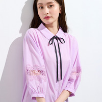 【綿100%】レース切替ブラウス