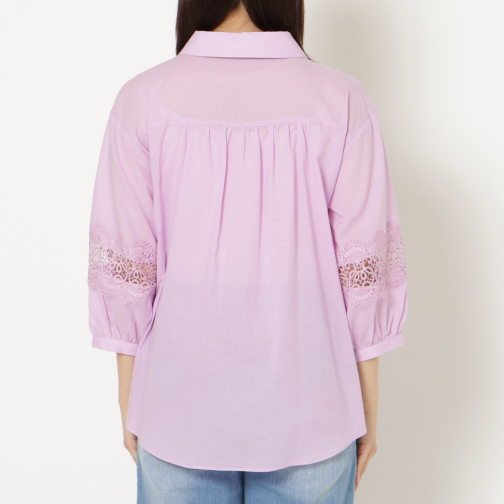 【綿100%】レース切替ブラウス10