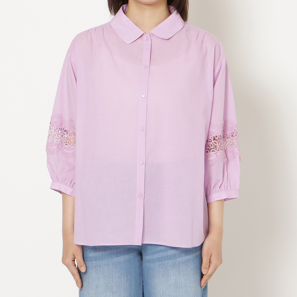 【綿100%】レース切替ブラウス11